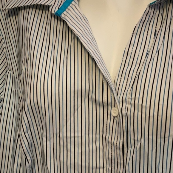 Lane Bryant Blue and White Striped Button Down Shirt - Picture 2 of 7